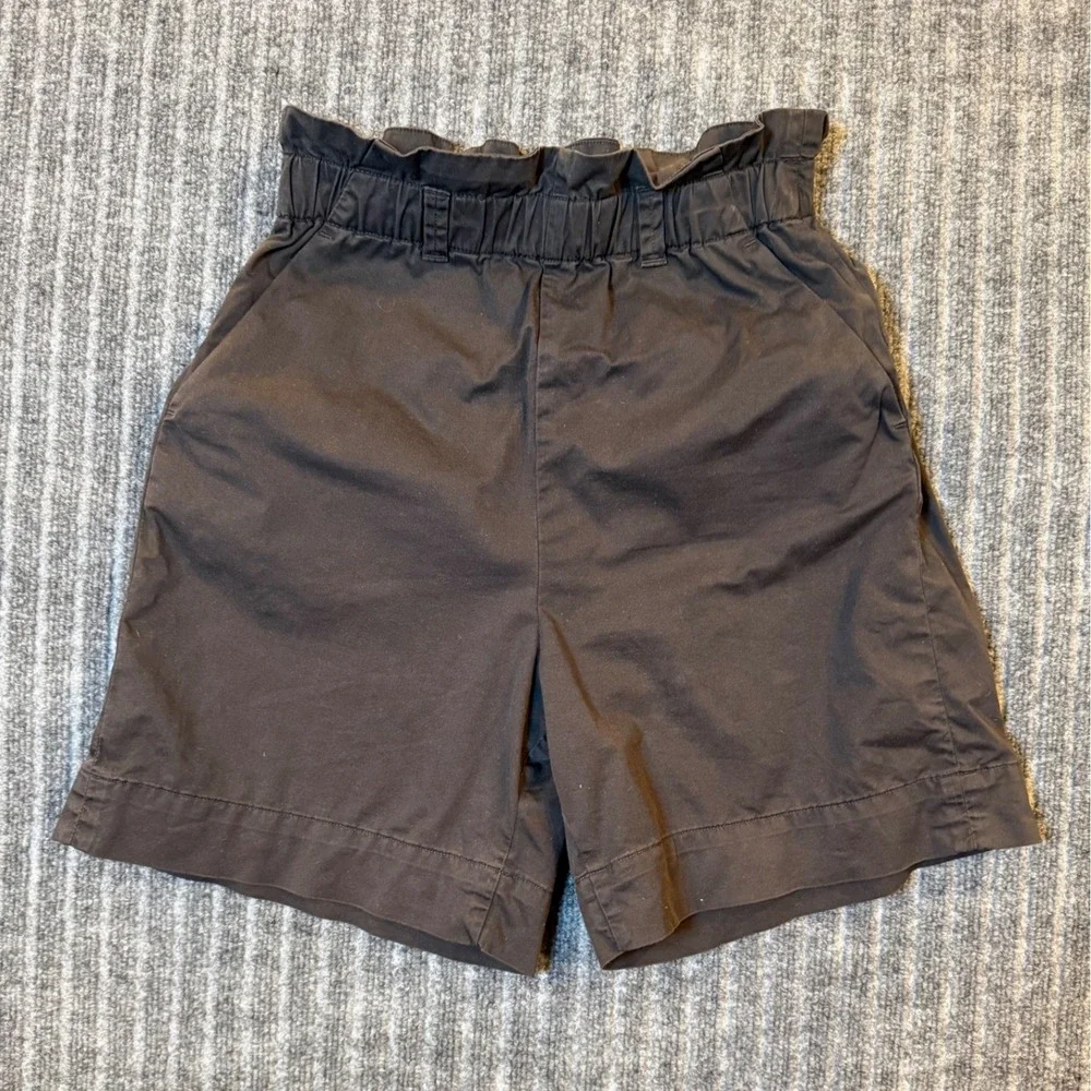 Everlane Black Organic Cotton Paperbag‎ Waist Shorts High Rise Small 1019435